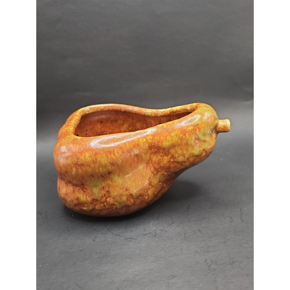 Vintage Ceramic Pear‎ Planter Drip Glaze Artisan Signed Mid Century Pottery 5.5"